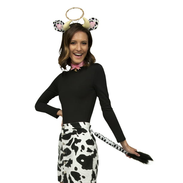 Cow Hat Black White Farm Animal Fancy Dress Up Halloween Adult Costume Accessory
